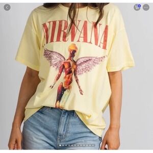 Daydreamer Free People  Nirvana In Utero Albums Cover Tee Yellow Mist 1x NWT